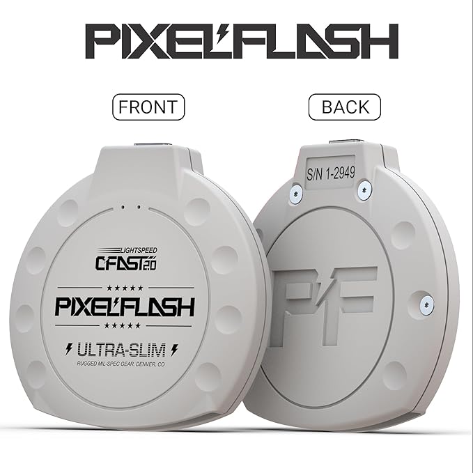 PixelFlash CFast 2.0 Card Reader USB C (White) - Memory Card Adapter with Cabled Type-C USB 3.1 Gen 2, Up to 10Gbps File Transfer, Ultra-Slim & Anti-Slip Rubber Shell, Compatible with Most Brands & OS