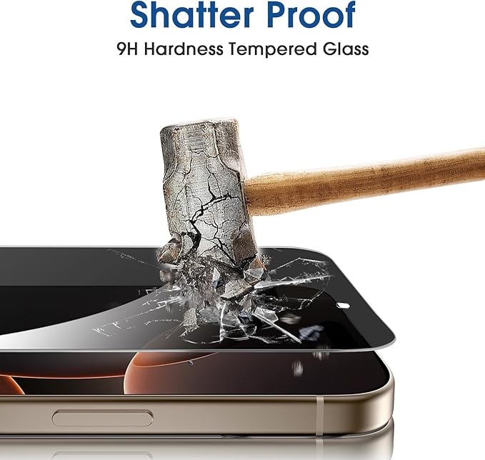 amFilm Auto-Alignment OneTouch for iPhone 16 Pro Max [6.9''] privacy Screen Protector,Tempered Glass, 30 seconds Installation, Bubble Free, Case Friendly, Anti-Scratch [2Pack]