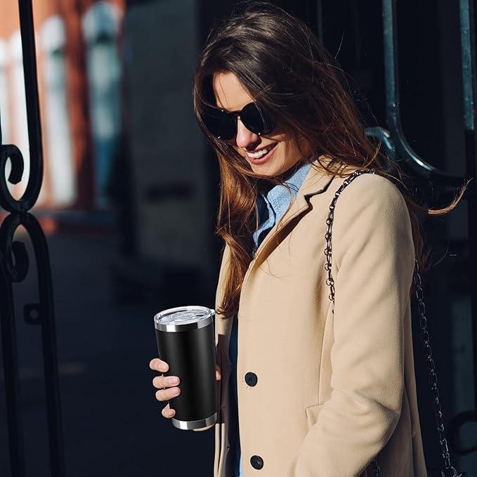 Sieral 36 Packs Stainless Steel Tumbler Bulk with Lid Vacuum Double Wall Insulated Travel Coffee Mug Powder Coated Tumbler Cup for Graduation Wedding Christmas Birthday Party(Black, 16 oz)