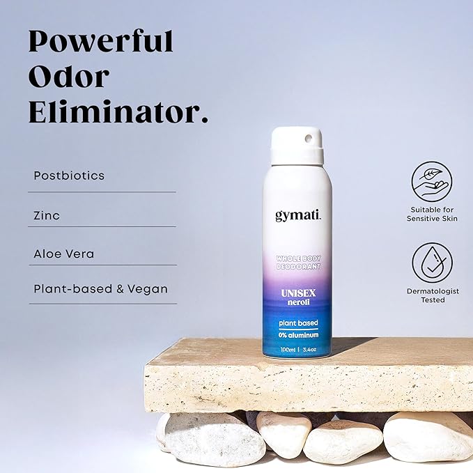 Fitness Deodorant Spray - Men & Women - Aluminum-Free - All Day Protection - Built For Sweat - Air-Powered - Vegan & Plant-Based - Made in USA - Unisex+Homme+Femme -3.4oz Travel Size -3 Pack