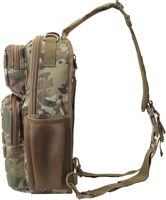 Tactical Shoulder Sling Bag, Small Chest Pack, 13L Backpack for Men Outdoor Sports, CP Camo