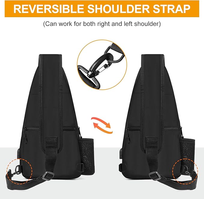 HUNTVP Tactical Sling Bag Crossbody Bag for Men Women EDC Shoulder Bags Molle Sling Backpack Chest Pack for Hiking Hunting Travelling Camping (Type3-Black)