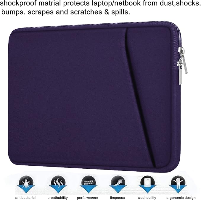 Laptop Sleeve Case 15.6 inch, Shockproof Protective Cover, Handbags Portable Laptop Bag for 15.6 inch HP Dell Asus Lenovo Notebook Computer Case with Front Pocket, Purple