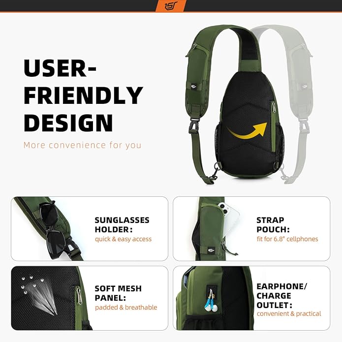 SKYSPER Sling Bag RFID Crossbody Sling Backpack Cross Body Shoulder Bag Travel Hiking Daypack for Women Men