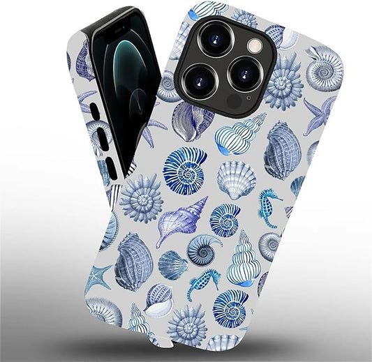 Case for iPhone 12 Pro Max,Summer Beachy Seashell for Woman Men Full Body Protective Cover Shockproof 2 in 1 Silicone + Hard PC Case for iPhone 12 Pro Max