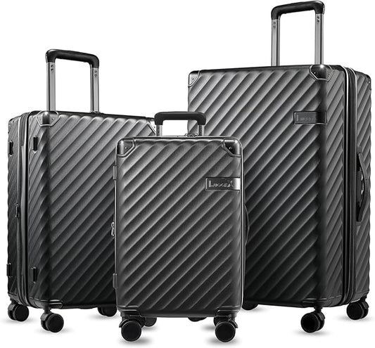 LUGGEX Luggage with Spinner Wheels, Polycarbonate Expandable Hard Shell Suitcase