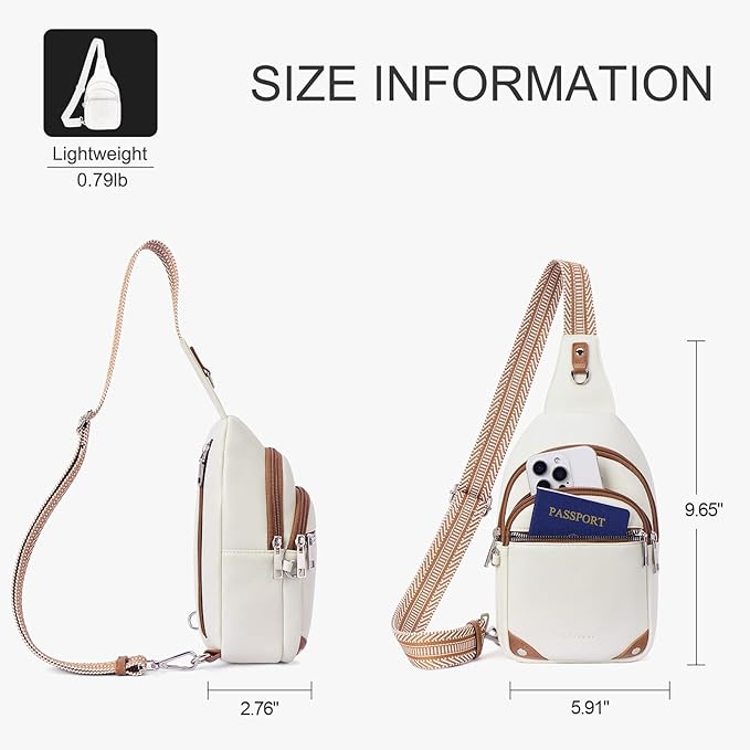 Anti Theft Crossbody Bags for Women Travel Chest Sling Bag Leather RFID Purse Fanny Pack Beige