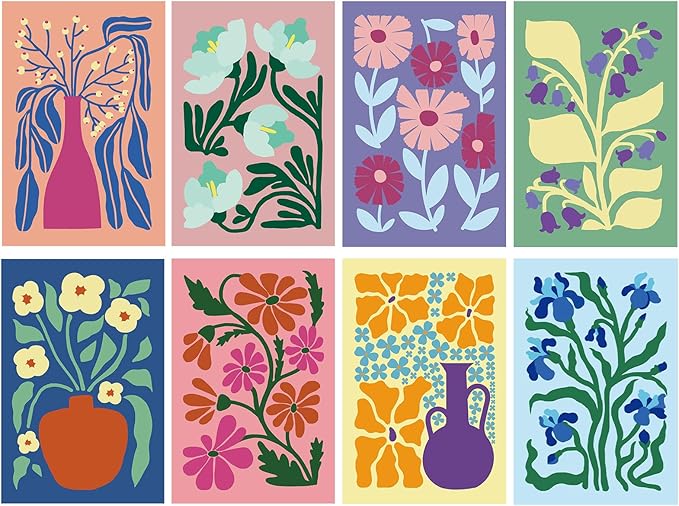 24 Pack Floral Greeting Cards with Envelopes, Floral Blank Note Cards Set for All Occasions, Boxed 8 Floral Designs Cards for Thank You, Birthday, Wedding, Condolence, Invitation, etc.