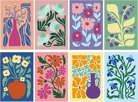 24 Pack Floral Greeting Cards with Envelopes, Floral Blank Note Cards Set for All Occasions, Boxed 8 Floral Designs Cards for Thank You, Birthday, Wedding, Condolence, Invitation, etc.