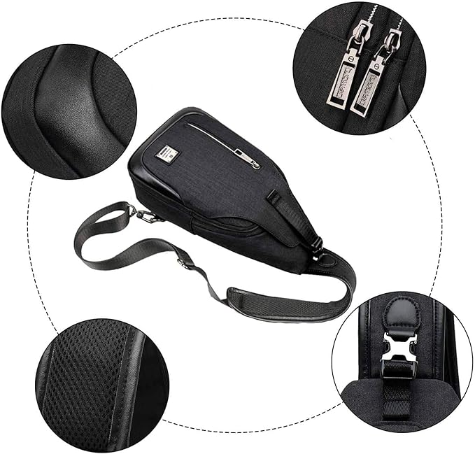 Small Sling Bag Crossbody Backpack Over the Shoulder Bag for Men Women Travel Outdoors, Lightweight Chest Pack (Large,Black)