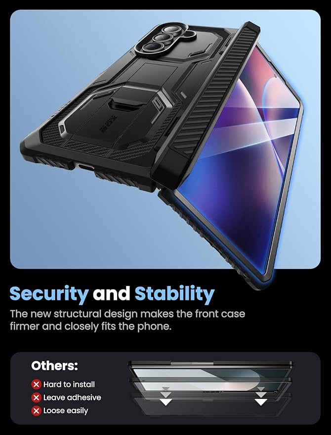 i-Blason Armorbox for Samsung Galaxy Z Fold 7 Case with Stand [Tempered Glass Screen Protector] [Hinge Protection] Full-Body Heavy Duty Rugged Shockproof Protective Case for Z Fold 7 (Black)