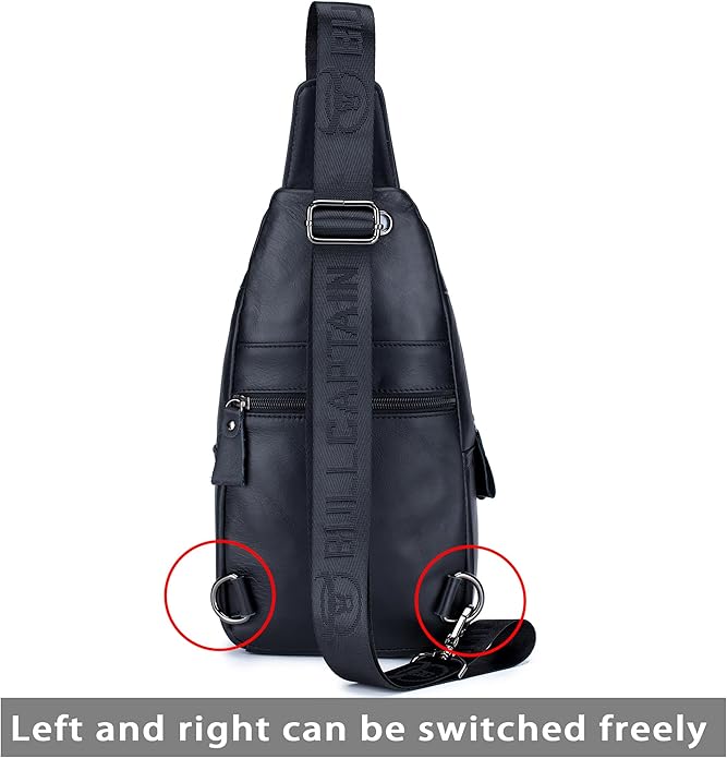 LUKZIJAES Genuine Leather Sling Bag for Men