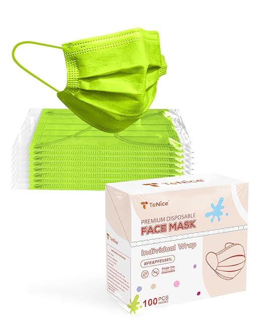 Face Masks Disposable 100 Pack, 4 Ply ASTM Level 3 Medical Grade, FSA/HSA Eligible, Breathable for Adult Outdoor Protection, Individually Wrapped for Home, School & Office, Grass Green