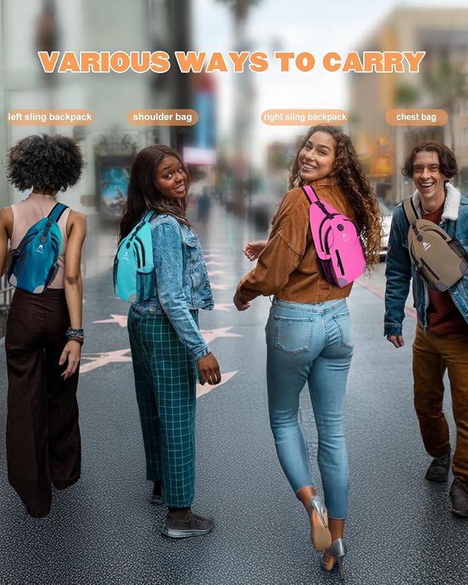 Sling Bag for Women, Crossbody Bag for Men, Cross Body Hiking Backpack, Travel Daypack, Chest Pack with Chest Phone Holder