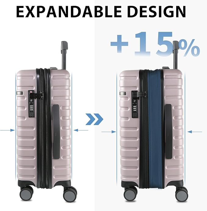 EMPSIGN Carry On Luggage with Spinner Wheels, Hard Shell Carry-On Expandable Suitcase 21x14x9 Airline Approved & Built-in TSA Lock, Durable Travel Rolling Suitcase, Carry-On 20-Inch, Light Purple