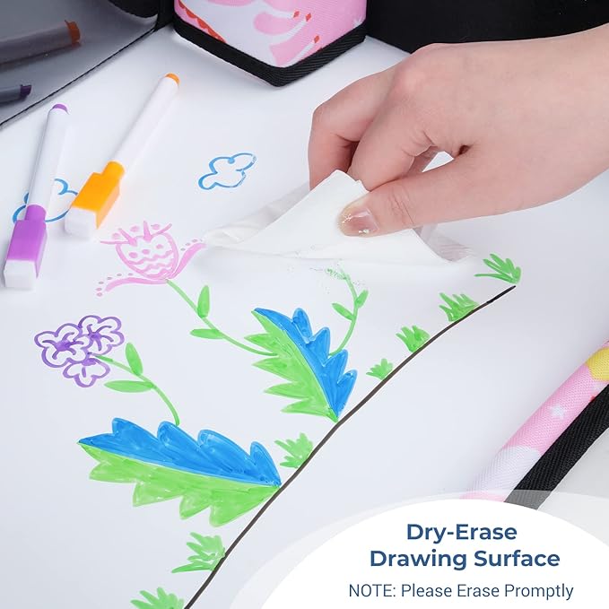 COOLBEBE Kids Travel Tray for Toddler Car Seat, Travel Tray for Airplane, Toddler Car Seat Lap Tray, Carseat Table Tray for Kids Travel Activities (Pink Unicorn -2PCS)