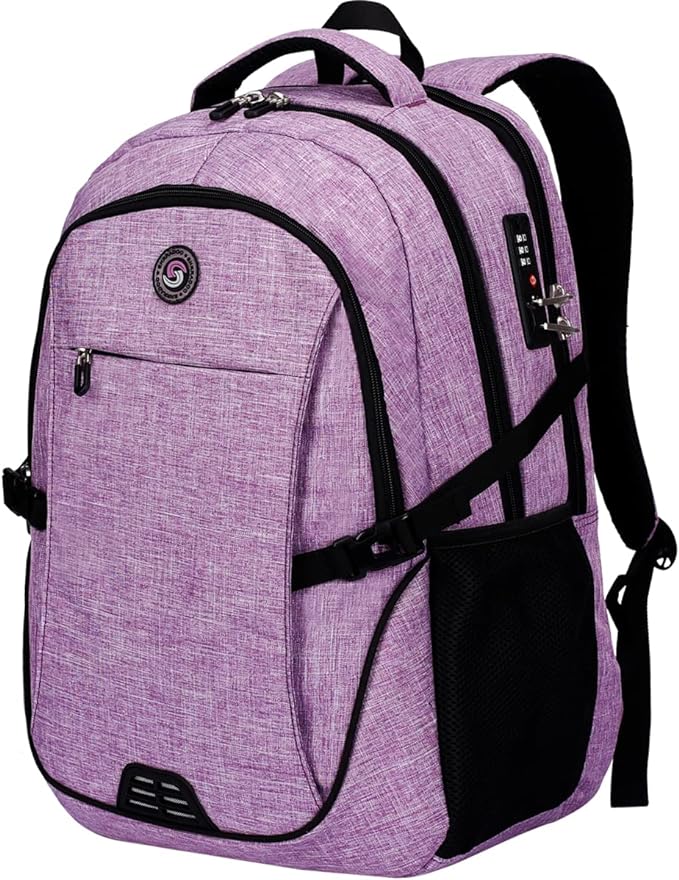 SHRRADOO Anti Theft Laptop Backpack Travel Backpacks with usb Charging Port for Women Men High School College Backpack Computer Bag Fits 17 Inch Laptop,Purple