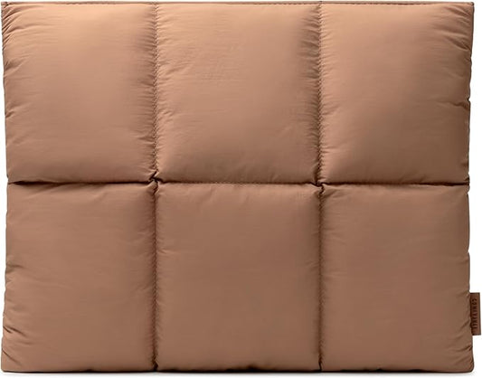Comfyable Puffy Laptop Sleeve 15 Inch 16 Inch, Quilted Puffer Laptop Carrying Case, Pillow Pouch Compatible for MacBook Air 15 in M4 2025 & MacBook Pro 16 in M4 2024, Brown