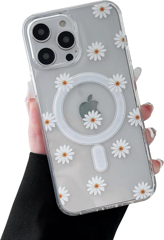 ZTOFERA for iPhone 13 Pro Max Magnetic Case Compatible with Magsafe,Aesthetic Floral Pattern Design Cute for Girl Women,Anti-Drop Protective Hard Phone Cover for iPhone 13 Pro Max-Daisy