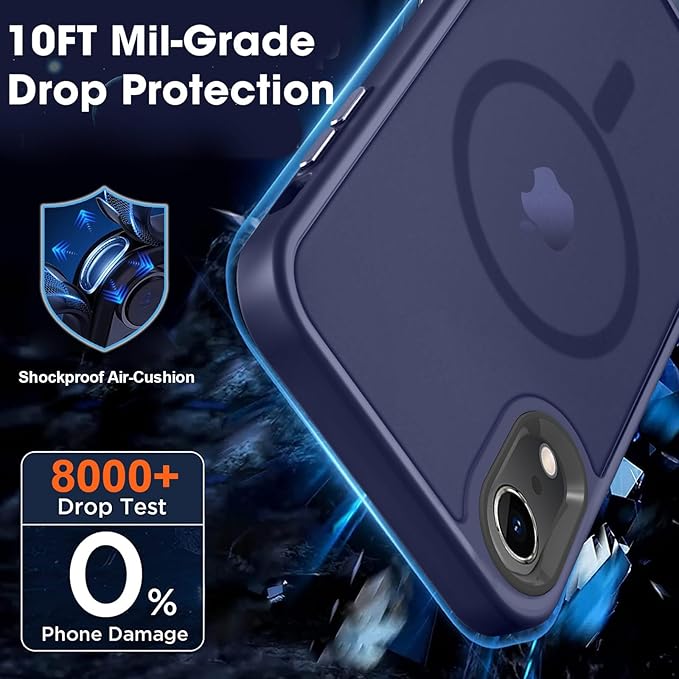 MOCCA Strong Magnetic for iPhone XR Phone Case, [Compatible with Magsafe][Mil-Grade Drop Protection] Slim Thin Translucent Matte Protective Cover Case for iPhone XR Case 6.1'', Deep Blue