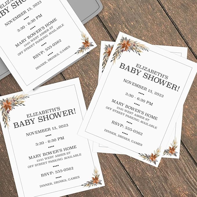 Indie Autumn Floral Letterhead / 50 Printed Sheets / 8.5" x 11" All Occasion Fall Celebration Paper/Decorative Boho Wedding Stationery Pack