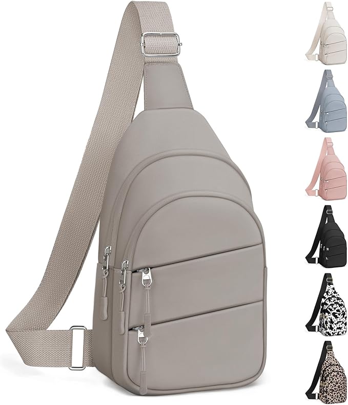 Crossbody Bags for Women, Sling Bag for Men, Small Hiking Backpack Anti Theft Lightweight for Outdoors Travel (M, Khaki)