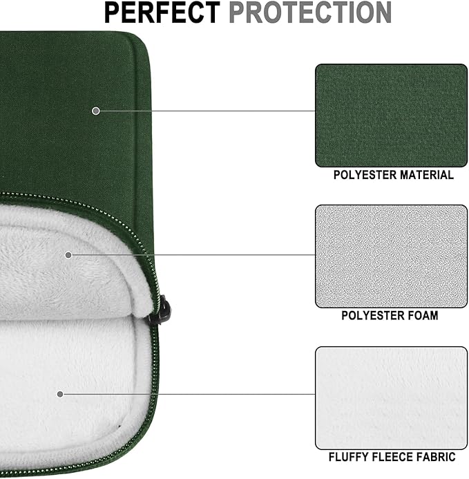 Laptop Case Bag 14 Inch, Water Resistant Traveling Computer Cover with Handle, Shockproof Protective Carrying Laptop Sleeve Compatible for 14 Inch MacBook Air/Pro, HP, Dell, Lenovo, Green