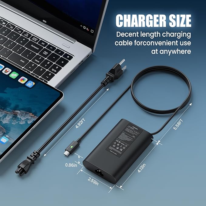 65W/watt Dell USB-C Laptop Charger Slim Power Adapter, for Dell Latitude 5289 5420 5289 5590 7420 7390 7490, Dell XPS 13 9360 9365 9370 9333 9380 Computer AC Adapter Power Cord