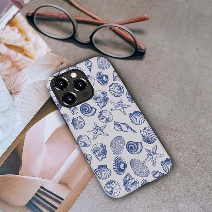 DAIZAG Case Compatible with for iPhone 12 Pro,Cute Blue Seashell Phone Case for iPhone 12 Pro for Girl Women Boy Men