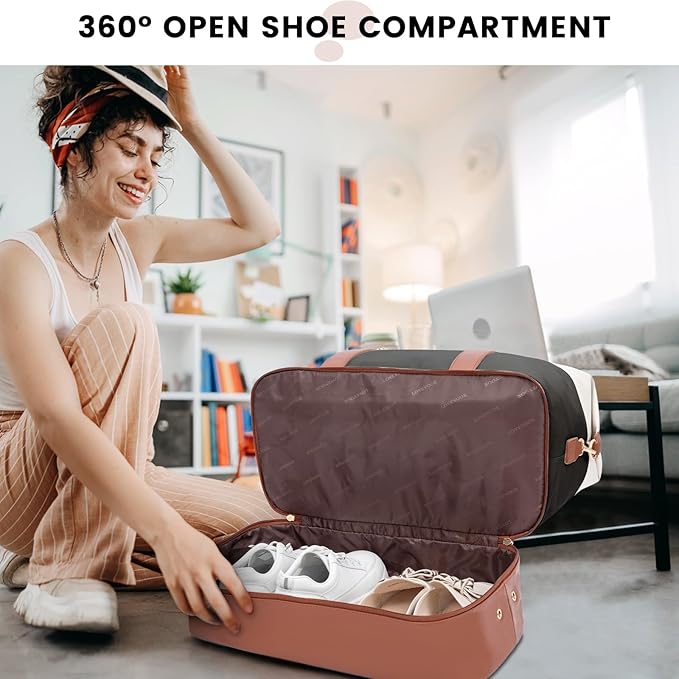 LOVEVOOK Weekender Bag, Large Travel Duffel Bag for Women with 2 Packing Cubes, Carry on Overnight Bag with Shoe Compartment, Mom Hospital Bags for Labor and Delivery