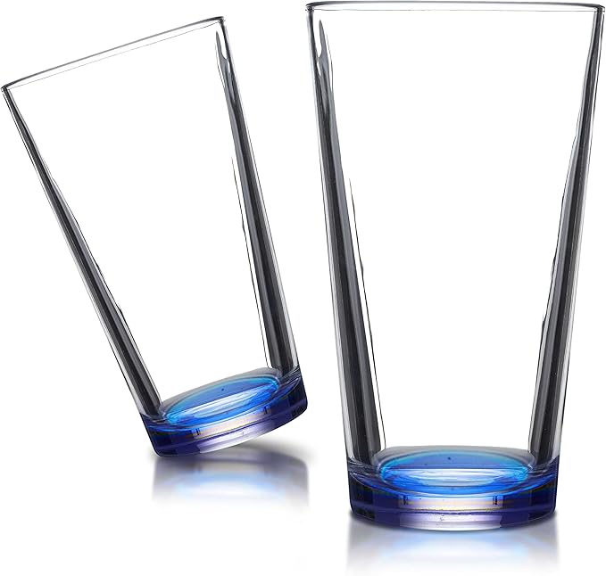 DISCOUNT PROMOS Arc Pint Glass 16 oz. Set of 10, Bulk Pack - Beer Glasses, Heavy Duty Drinkware - Blue