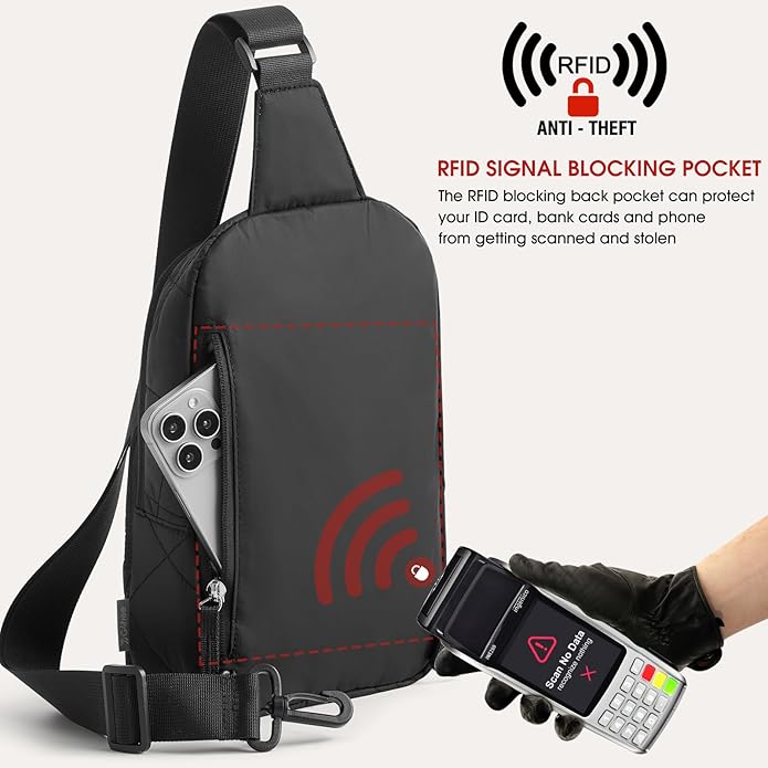 G4Free Sling Bag for Women, Casual Quilted Puffer Crossbody Purse Lightweight Fanny Packs for Daily Travel Work