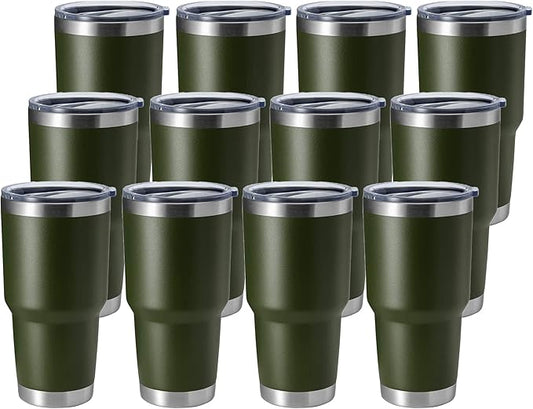 HASLE OUTFITTERS 30oz Stainless Steel Tumbler, Double Wall Vacuum Insulated Travel Mug Tumbler, Durable Insulated Coffee Mug, Gift Box Set (Amey Green, 12)