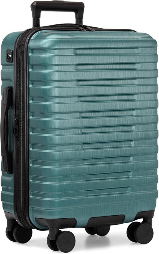U.S. Traveler Boren Polycarbonate Hardside Rugged Travel Suitcase Luggage with 8 Spinner Wheels, Aluminum Handle, Teal, Carry-on 22-Inch, USB Port