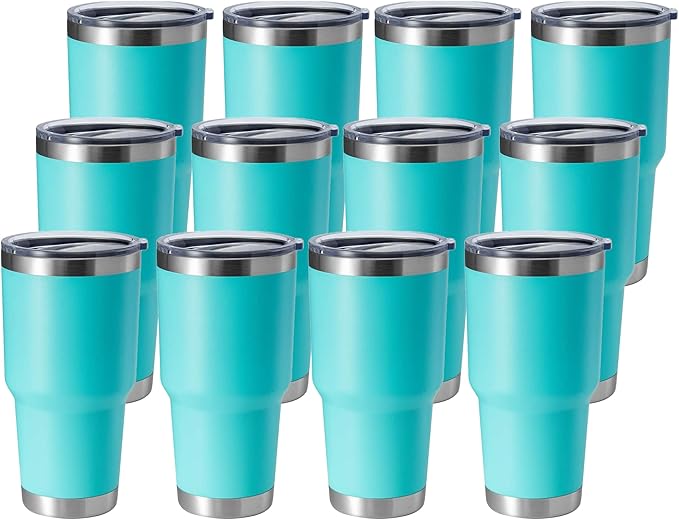 HASLE OUTFITTERS 30oz Stainless Steel Tumbler, Double Wall Vacuum Insulated Travel Mug Tumbler, Durable Insulated Coffee Mug, Gift Box Set (Green, 12)