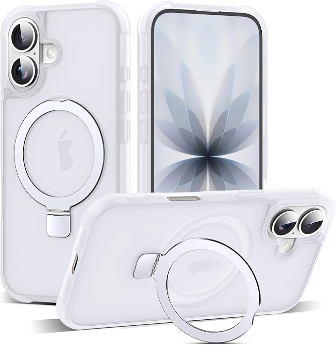 Compatible with iPhone 17 Case with Invisible Magnetic O-Ring Stand Military-Grade Phone Case for iPhone 17 6.3" [Compatible with Mag-Safe][Great Grip Feeling],Translucent