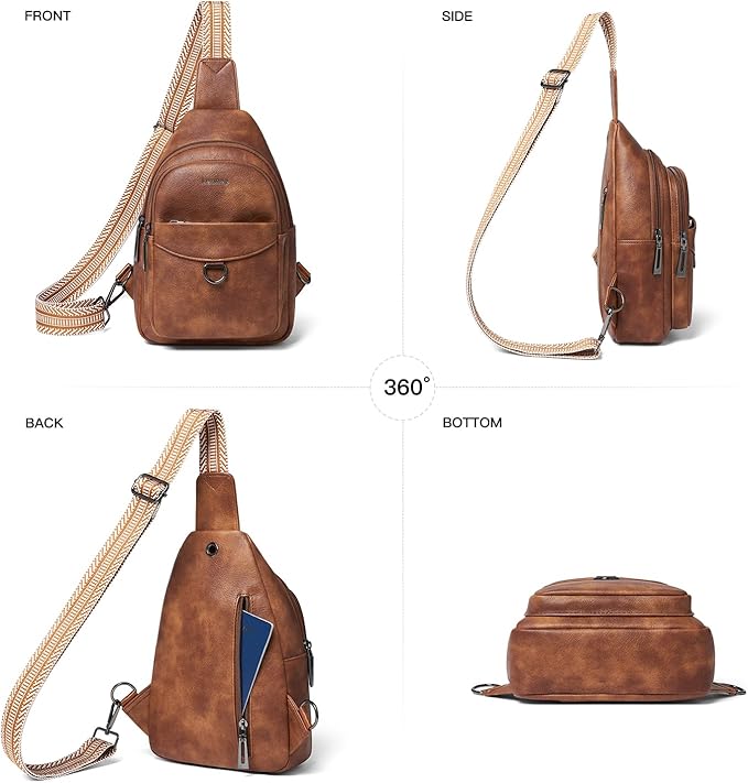 7L Sling Bag for Women Men Crossbody Belt Bag Small Travel Sling Backpack Anti Theft Chest Daypack Purse Faux Leather