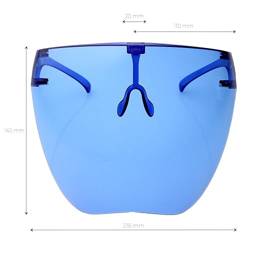 zeroUV - Protective Face Shield Full Cover Visor Glasses/Sunglasses (Anti-Fog/Blue Light Filter) (Blue)