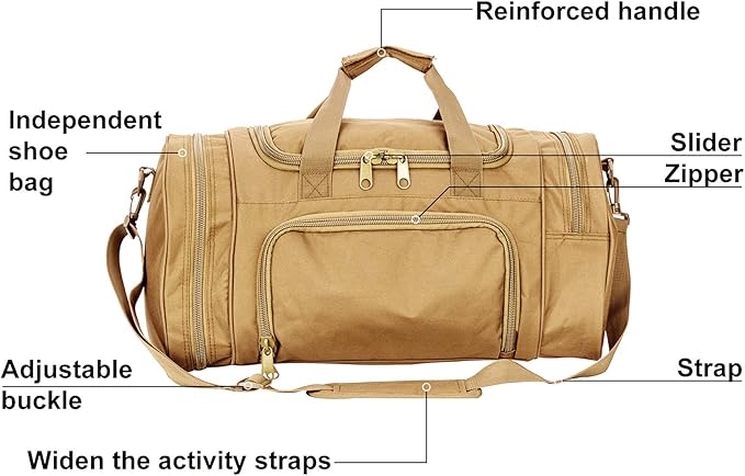 Gym Duffel Bag for Men Sports Duffel Bag with Shoe Compartment (TAN-Model A)