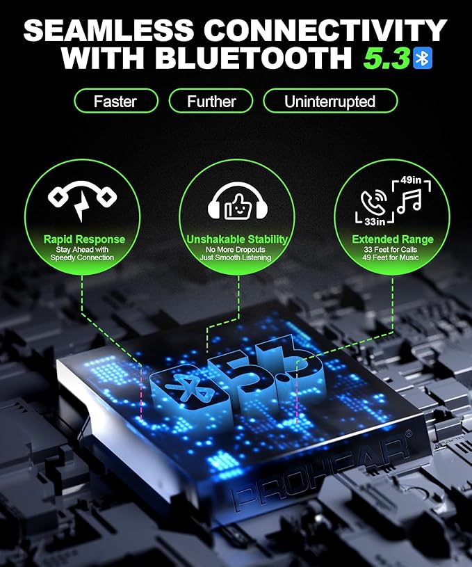 PROHEAR 033 Upgraded Bluetooth Hearing Protection AM FM Radio Headphones, 31SNR Noise Reduction Ear Muffs with Long-Lasting Stable Rechargeable Battery, 50 Hrs for Mowing Snowblowing, Black