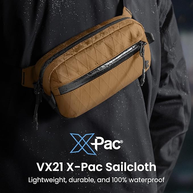 tomtoc 3.5L X-Pac Sling Bag with RFID Blocking, Crossbody Bag Minimalist Chest Shoulder Pack for Men/Women, Water-resistant Lightweight Casual Funny Pack for Travel/Daily Commute