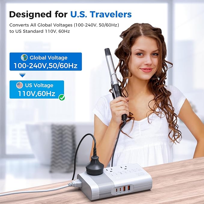 [Game-Changer] DOACE 500W Max 220V to 110V Converter, 50Hz to 60Hz Voltage Converter for European Travel, 100% Pure Sine Wave Power Converter US to Europe for CPAP Hair Straightener Laptop Cell Phone