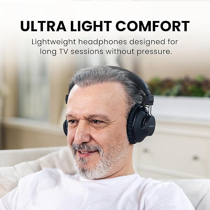 Avantree HT5009 Plus - Ultra Comfortable Wireless Headphones for TV Watching, 60h Playtime, Clear Voice & Enhanced Volume for Seniors & Hard of Hearing, Compatible with Samsung, LG & Other TVs