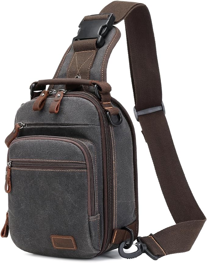 Nerlion Sling Bag for Men Waxed Canvas Crossbody Bag Chest Bag Water Resistant Shoulder Bag Casual Daypack