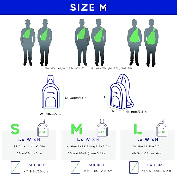 WATERFLY Crossbody Sling Backpack Sling Bag Travel Hiking Chest Bag Daypack