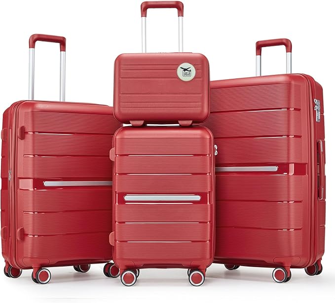 4-Piece Hardshell Luggage Set with TSA Locks, Expandable Suitcases and Silent Spinner Wheels - Vibrant Colors for Easy Identification (14/20/24/28 Inch) - Family Travel Suitcase Sets