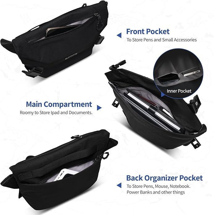 OIWAS Crossbody Bag Men Messenger Bag Shoulder Bag Fit 10inch Ipad Sling bag for Men Minimalist Business Bag for Work