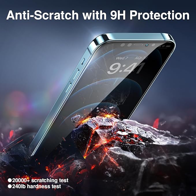 SMARTDEVIL 2+2Pack Privacy Screen Protector for iPhone 12 with Camera Lens Protector,Shatterproof Tempered Glass [True 28°Anti Spy] [9H Hardness] [Automatic Dust-Elimination Install] [Bubble Free]