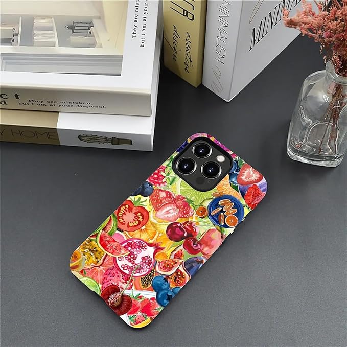 Case for iPhone 12/12 Pro,Summer Fruit Collage for Woman Men Full Body Protective Cover Shockproof 2 in 1 Silicone + Hard PC Case for iPhone 12/12 Pro