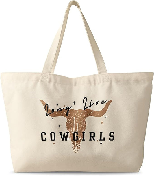 Large Tote Bag for Women - Canvas Tote Bag with Zipper Aesthetic Reusable Shoulder Bag for Gym, Travel, Work